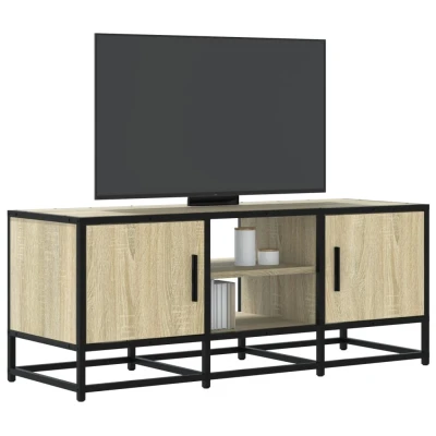Afbeelding van Tv meubel 100x35x41 cm bewerkt hout metaal sonoma eikenkleurig
