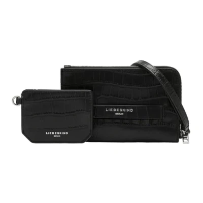 Afbeelding van LIEBESKIND BERLIN Schoudertas mobiele telefoon Lora Croco Neck Accessories Multi Pouch Black Zwart