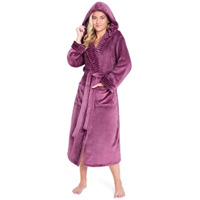 Afbeelding van CityComfort Dames Winterbadjas van zacht fleece S XL, Orchidee