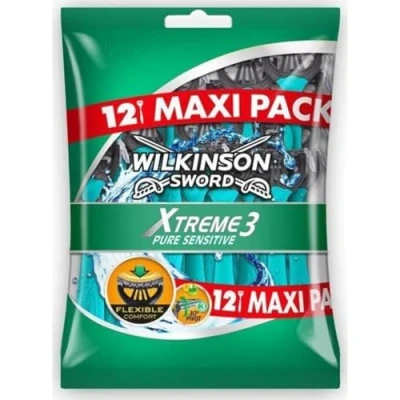 Image de Wilkinson Sword Xtreme 3 Pure Sensitive Comfort Rasoirs Jetables Masculins Pack de 12 (L&#039;emballage peut varier)