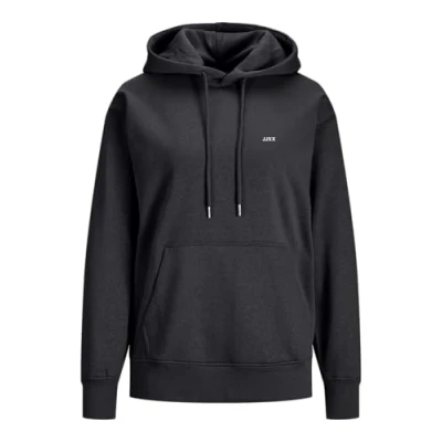 Image de Jack &amp; Jones Jxabbie RLX Ls Every Hood SWT Noos Sweatshirt à Capuche, Noir/imprimé : Logo Jjxx Blanc, XS Femme