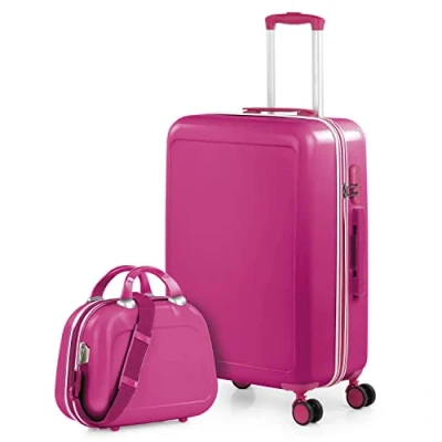 Afbeelding van ITACA Reiskoffers voor kinderen. Medium koffer en cabinekoffer met toilettas. Resistent lichtgewicht slotcombinatie 702600B, Fuchsia