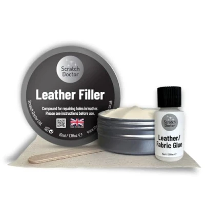 Afbeelding van Scratch Doctor Lederreparatie en vulset tegen scheuren, krassen, gaten in leren meubels, banken, stoelen, autostoelen (crème, 10 ml)