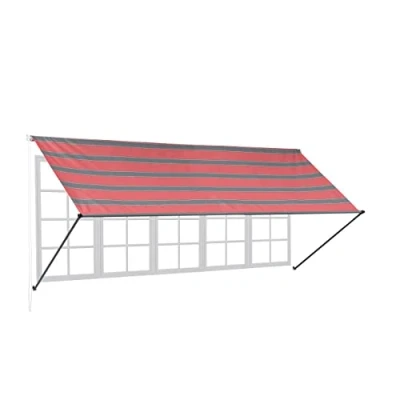 Afbeelding van Relaxdays uitvalscherm zonnescherm raam of deur zonwerend markies grijs rood 400 x 120 cm