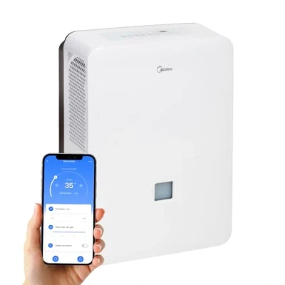 Afbeelding van MIDEA Industriële luchtontvochtiger, grote capaciteit, 50 l, voor luchtvochtigheid binnenshuis tot 112 m²/300 m3, luchtontvochtiger ruimtes met afneembare tank, lage ontvochtiger