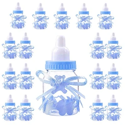Afbeelding van Babyfeest Jongen Decoratie Snoepjes Doos 18 Fles Blauw voor Nieuw Geboren Knaap, Babyshower Blau, Babyborrel Gastgeschenken Doop Cadeaupakket (4cm*4cm*9cm) 18Pcs