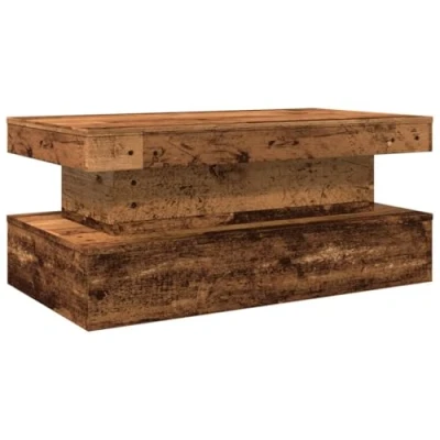 Afbeelding van vidaXL Salontafel met LED verlichting 90x50x40 cm oud houtkleurig