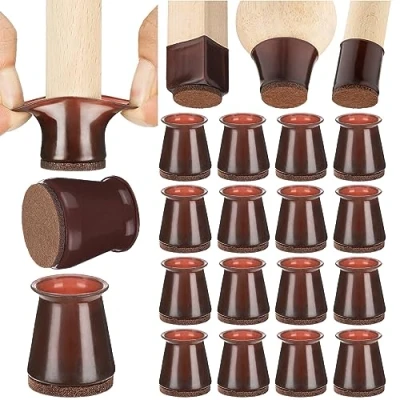 Afbeelding van Aneaseit Stoelpootbescherming 2,9 cm x 16 stuks donker walnoot zacht siliconen vilt beschermt het parket tegen meubelpoten kussen stoelbescherming klein