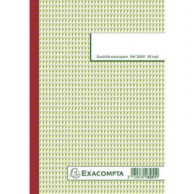 Afbeelding van Exacompta 3251E vierkante notitieboeken, 5 x kleine ruitjes, 21 14,8 cm, 50 zelfklevende drievoudige vellen, genummerd van 1 tot