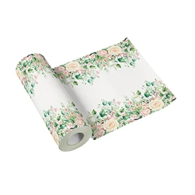 Afbeelding van PAW Tafelloper Airlaid (40 x 2400 cm) I Geperforeerd om de 120 cm Tafeldecoratie Verjaardag Wegwerp Ideaal voor Doop, Bruiloft, Bloemen Moments