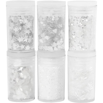 Afbeelding van Glitter en pailletten, 6x5 gr, wit