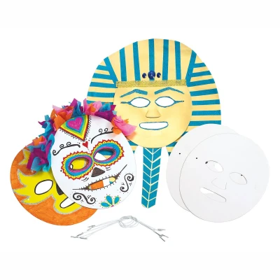 Afbeelding van Colorations Maak en Versier je eigen Kartonnen Maskers, Set van 24