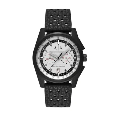 Afbeelding van Armani Exchange Herenhorloge, kwartsuurwerk en 42 mm kast met roestvrijstalen armband, leer of siliconen band, Mat zwart