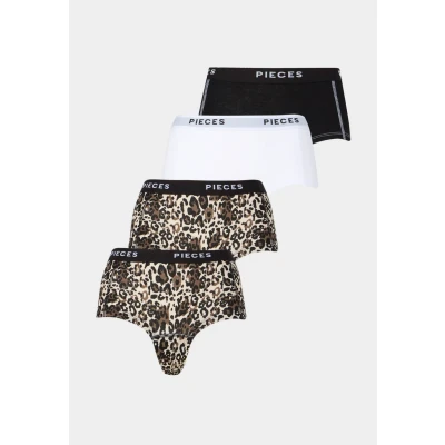 Afbeelding van Pieces Pclogo LADY 4 PACK Slip, Dames, Maat: XL, Black/white