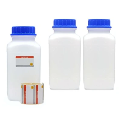 Afbeelding van Octopus 3 x 2500 ml flessen met brede hals en schroefdop, chemische fles, laboratoriumfles deksel als opbergvak voor laboratorium, keuken of hobby