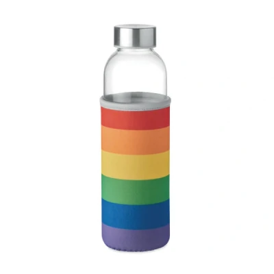 Afbeelding van Glazen drinkfles Waterfles Drinkflessen Waterflessen volwassenen Met beschermhoes 500 ml RVS Multicolor