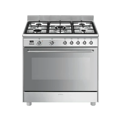 Afbeelding van Smeg Fornuis 90 X 60 5 Branders Gas Oven Multifunctie Energieklasse A Inox