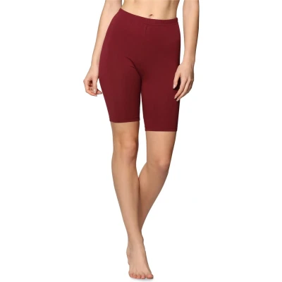Afbeelding van Bellivalini BLV BLV50 157 LE Dames Leggings Sport Vrijetijdsbroek Kort Katoen Sporbroek Yogabroek Wijnrood XXL