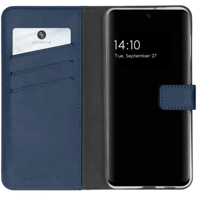 Afbeelding van Selencia Hoesje Geschikt voor Samsung Galaxy A32 (5G) Met Pasjeshouder Echt Lederen Bookcase Blauw