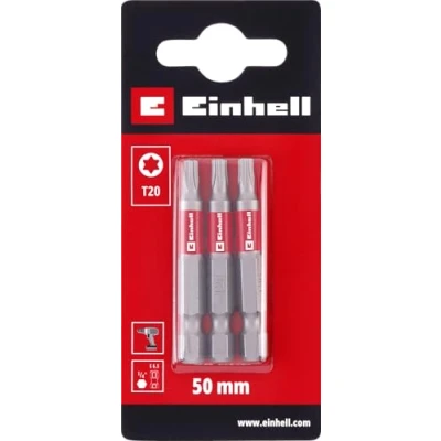Afbeelding van Einhell Lot de 3 embouts standard T20 50 mm (chrome vanadium, vis précises, bon contrôle, bague couleur rouge, tige E6.3)
