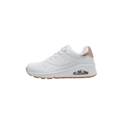 Image de Skechers Uno Shimmer Away Femme Basket, White Durabuck Rose Gold Duraleather Trim, 36.5 EU