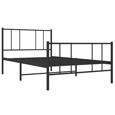Afbeelding van Bedframe met hoofd en voeteneinde metaal zwart 90x190 cm