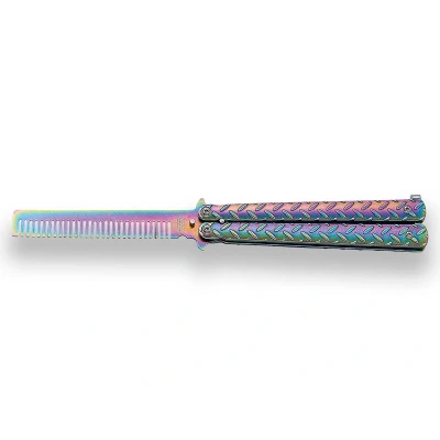 Afbeelding van JKR Balisong Vlinder Kam Rainbow nr. 692