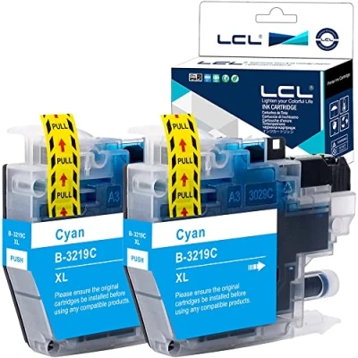 Afbeelding van LCL Inktpatroon compatibel met LC 3219 LC3219 3219XL LC3219XL 3219XLC LC3219XLC (2 pack cyaan), vervanging voor Brother MFC J5330DW, J5830DW, J6530DW, J6535DW,