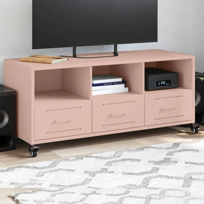 Afbeelding van Tv meubel 100,5x39x43,5 cm koudgewalst staal roze