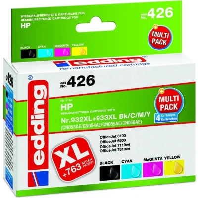 Afbeelding van Edding Inktcartridge vervangt HP 932XL, 933XL Compatibel Combipack Zwart, Cyaan, Magenta, Geel 18 426