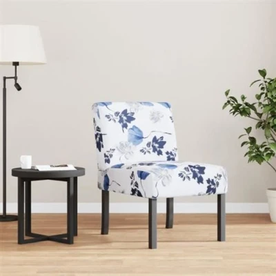 Afbeelding van vidaXL Stoel gebloemd stof blauw