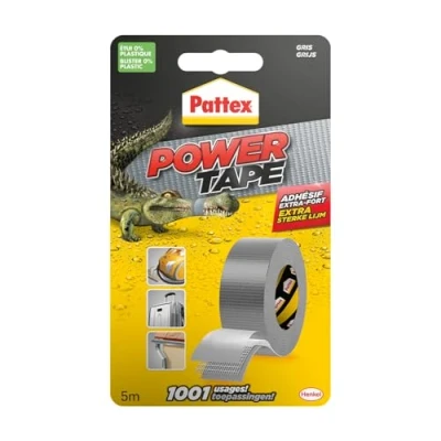 Afbeelding van Pattex Power Tape 5m Grijs Ducktape Voor Universeel Gebruik Waterdichte &amp; Extreem Sterk Premium Grip Ducktape.