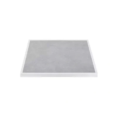 Afbeelding van Bolero Tafelblad van Gehard Glas met Lichtgrijs Steeneffect en Witte Rand 700 mm voor Buiten FU514
