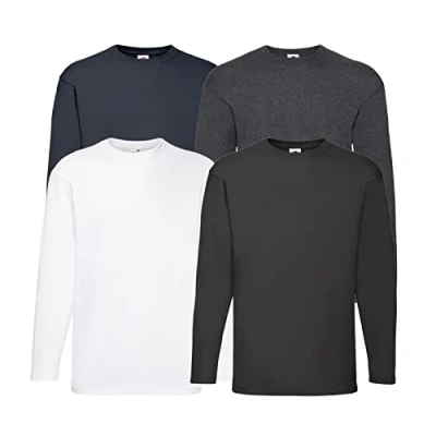 Afbeelding van Fruit of the Loom Set van 4 t shirts met lange mouwen M L XL XXL in verschillende kleursets naar keuze