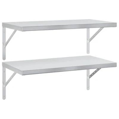 Afbeelding van vidaXL Wandschappen 2 st 75x40 cm roestvrijstaal zilverkleurig