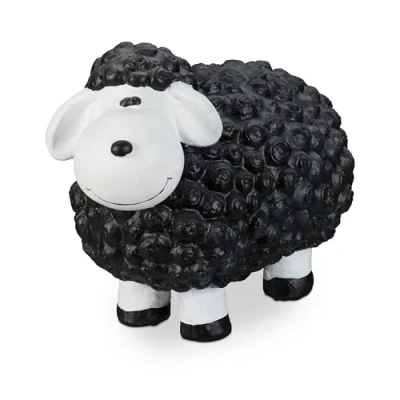 Afbeelding van Relaxdays tuinbeeld schaap tuindecoratie balkon decoratie dierenbeeld terras zwart