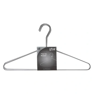 Afbeelding van 5Five Kledinghangers 5 stuks metaal chrome 21 x 40 cm