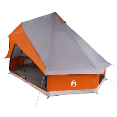 Afbeelding van vidaXL Gezinstent Tipi Grijs en Oranje 8 Persoons Waterdicht