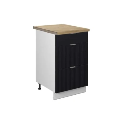 Afbeelding van Vicco Keukenkasten Fame Line, Zwart gestreept/Wit, 50 cm , AP Goldkraft