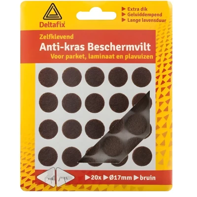 Afbeelding van Deltafix Anti krasvilt Rond 17mm Bruin 20 stuks