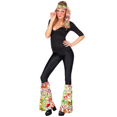Afbeelding van Widmann Hippie set jaren 60/70, hoofdband en beenwarmers, hippie, reggae, Flower Power