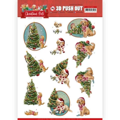 Afbeelding van Christmas Tree 3D Push Out Sheet Pets by Amy Design