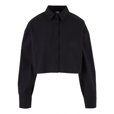 Afbeelding van Urban Classics Cropped Overhemdblouse, Dames, Maat: 4XL, Black
