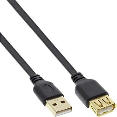 Afbeelding van USB naar platte verlengkabel USB2.0 tot 1A / zwart 5 meter