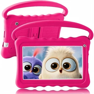 Afbeelding van zcobro Kindertablet 7 inch met beschermhoes, 2 GB + 32 GB, wifi, Quad Core IPS, dubbele camera, bluetooth, kinderbeveiliging (rood)