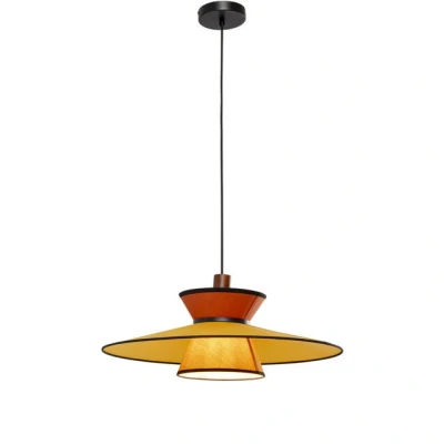 Afbeelding van Kare hanglamp Riva, meerkleurig, textiel, hout, Ø 55 cm