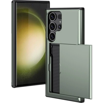 Afbeelding van iMoshion Hoesje Geschikt voor Samsung Galaxy S24 Ultra Ruimte 2 pasjes Backcover met pasjeshouder Donkergroen