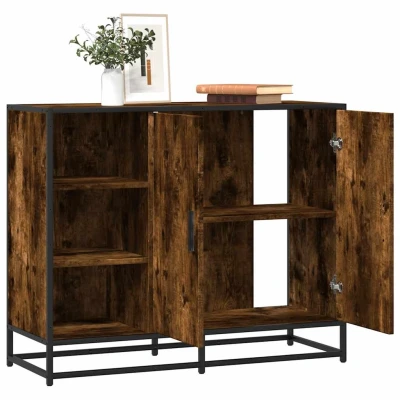 Afbeelding van vidaXL Dressoir 92x35x76 cm bewerkt hout gerookt eikenkleurig