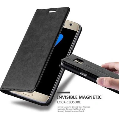 Afbeelding van Cadorabo Hoesje geschikt voor Samsung Galaxy S7 in ZWARTE NACHT Beschermhoes met magnetische sluiting, standfunctie en kaartvakje Book Case Cover Etui