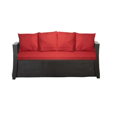 Afbeelding van Setgarden® Buitenkussen voor tuinbank, polyrotan kussen Hollywood schommelbank, rood, 180 x 60 50 cm
